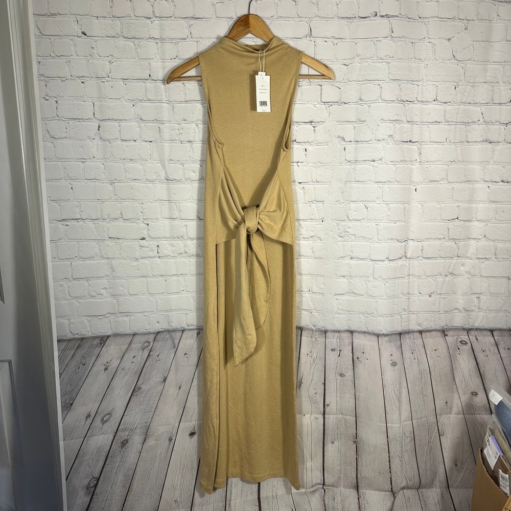 Vince Womens Tie Back Mock Neck Sleeveless Maxi Dress Maize Yellow XS V744883738